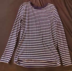 Merona Navy & White Striped Long Sleeve Shirt